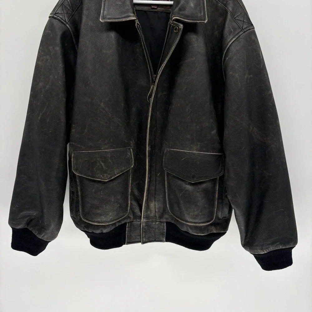 Vintage American Classics Leather Aviator A-2 Bomber Jacket Retro Flight XL